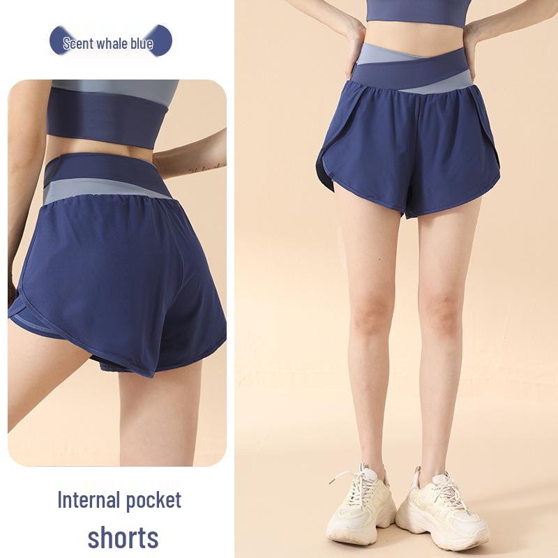 Women's 2025 High-Waisted Sports Shorts with Pockets - Hip-Lifting, Anti-Exposure, Loose Fit for Running & Yoga