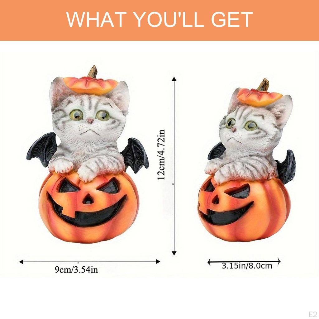 Halloween Pumpkin Cat Statue Ornament Versatile Decorative Art Modern Figurine Small Sculpture for