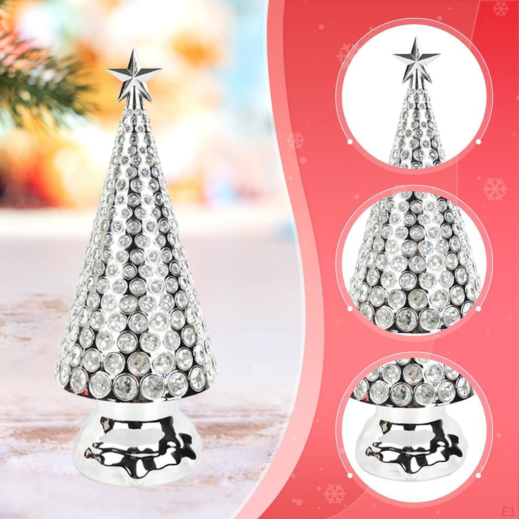 Christmas Table Decoration Room Decor Lighted Rotating Tabletop Tree with Star for Wedding