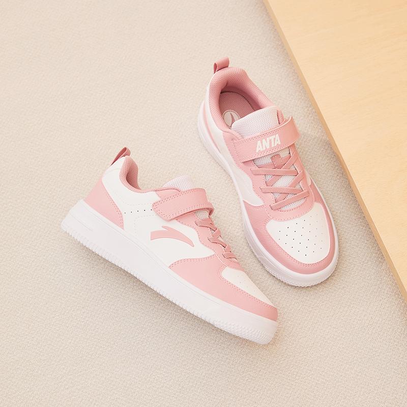 Anta Comfortable Versatile Simple Shock Absorbing Wear Resistant Low Top Kids Skate Shoes Kids sneaker Pink White A332418004H-6