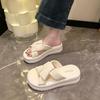 Internet Celebrity Thick Bottom Heightening Cool Slippers Women's Summer Wear 2025 New French High-end Fashion Beach One-word