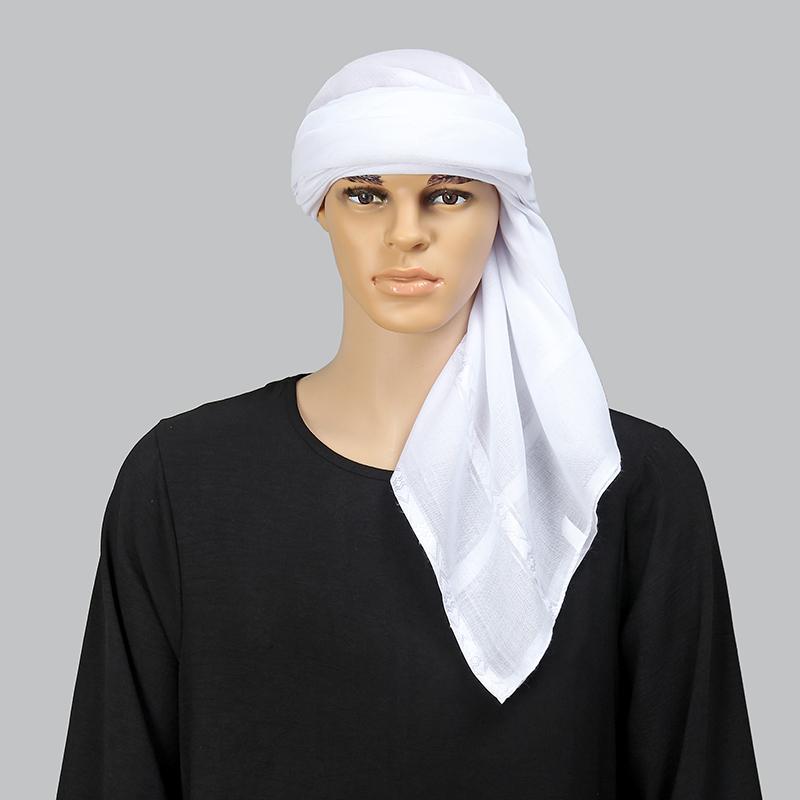 Arab Plain Hijab Scarf Thin Breathable Turban Keffiyeh Middle East Man Square Scarf Soft Polyster Bandana Headband Muslim Veil