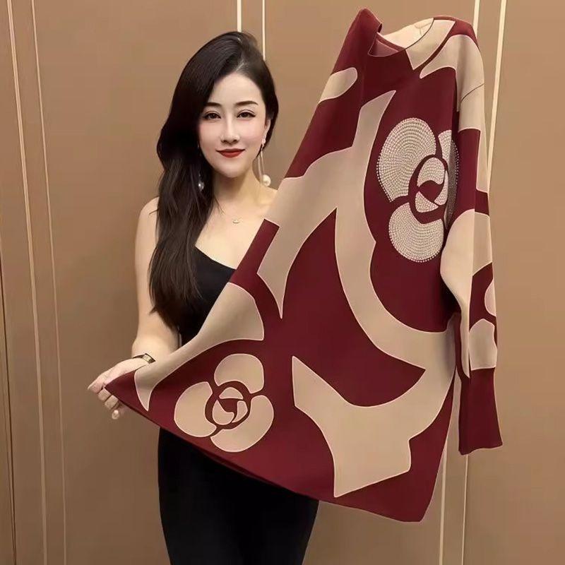 Mom's Large Size Knitted Sweater Women's Autumn Winter New Fashion Versatile Foreign Style Mid-length Bottoming Shirt