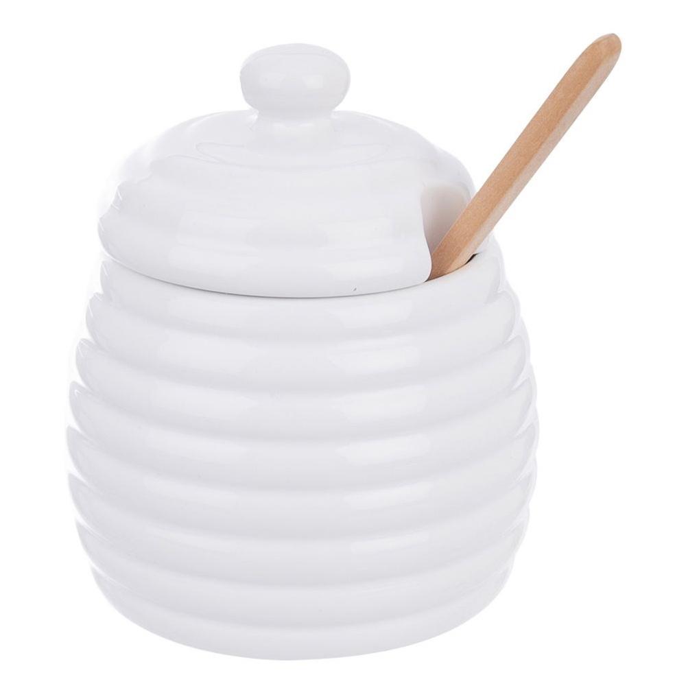Pojemnik Porcelanowy na Miód Miodownik Nabierak do Miodu z Pokrywką