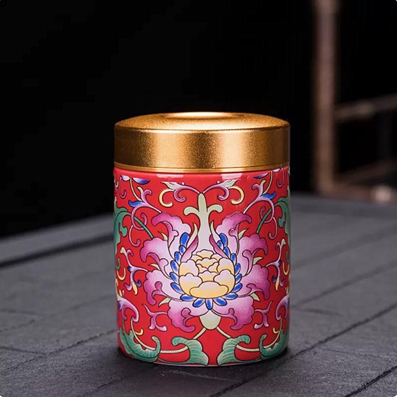 Exquisite Pastel Ceramic Tea Caddy Portable Travel Sealed Tea Boxes Tea Jar Storage Tank Coffee Canister Spice Candy Containers
