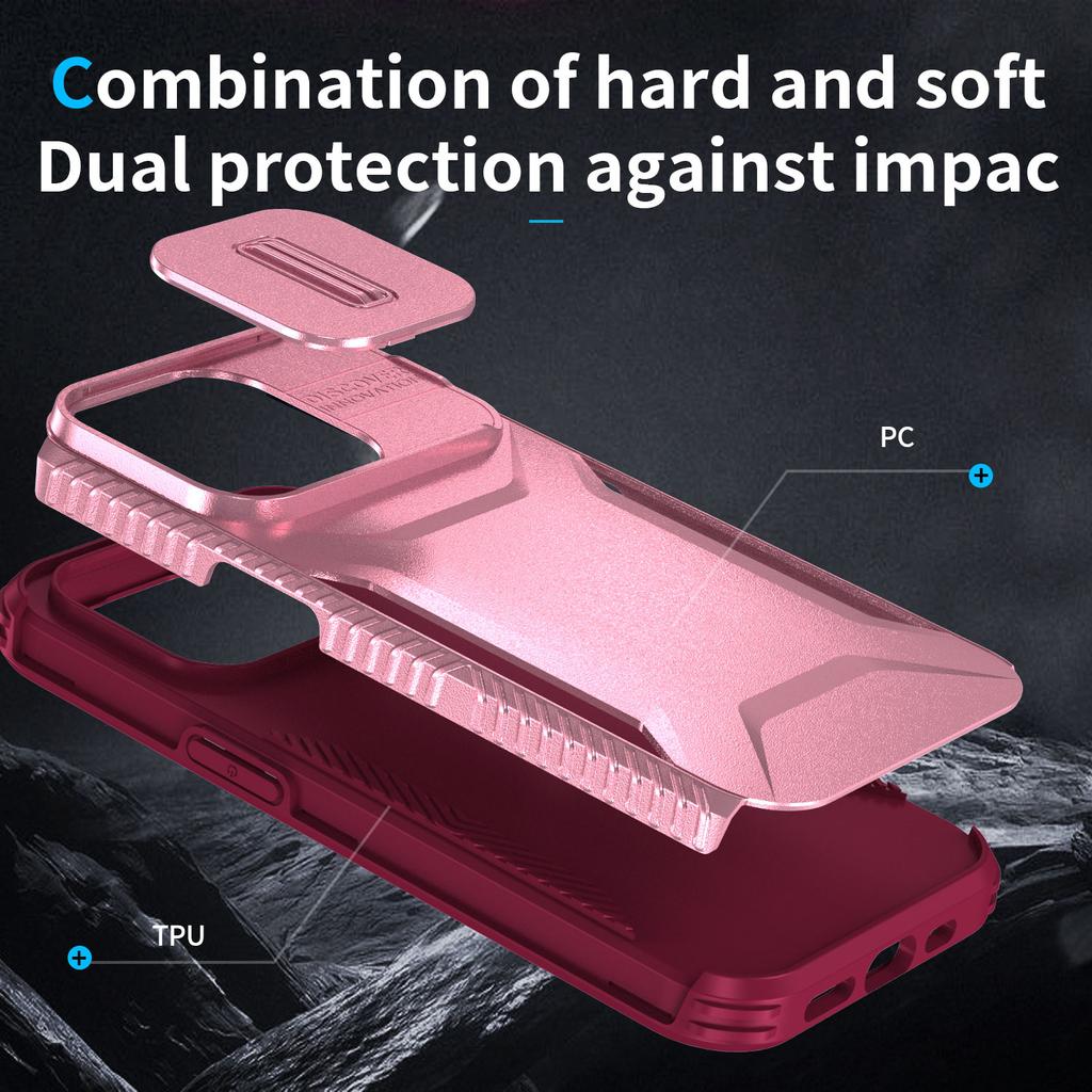 For iPhone 14 Pro Case TPU+PC Phone Cover with Sliding Lens Protection