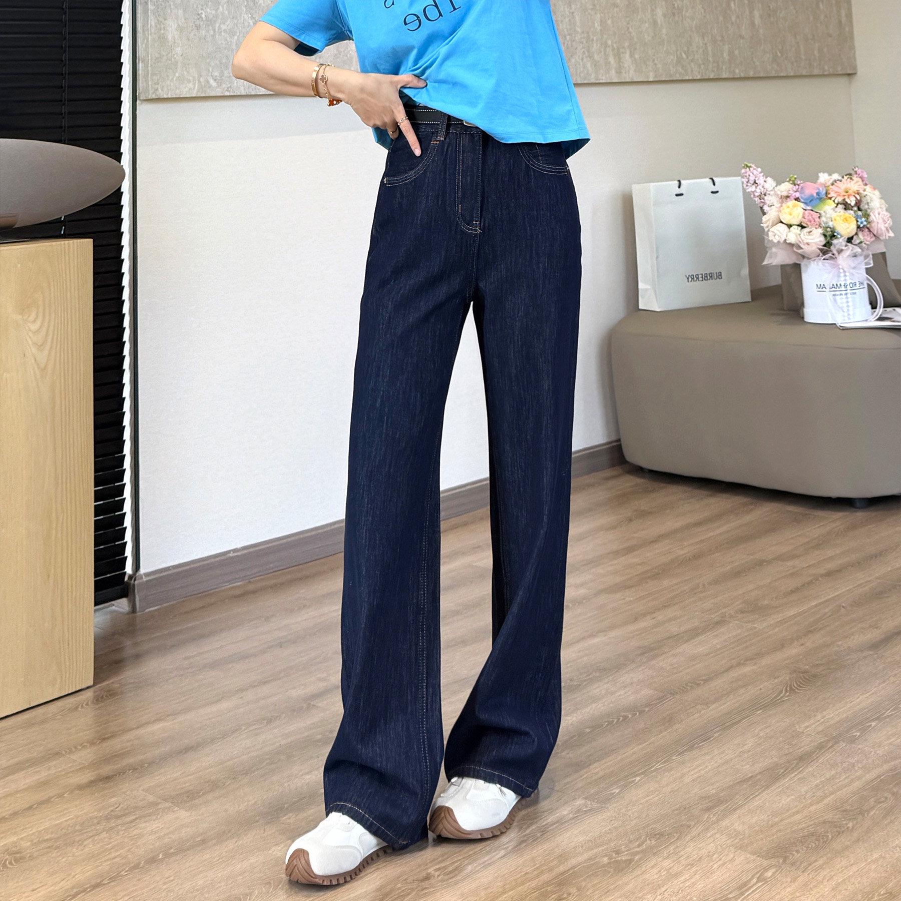 

Modal Soft Drapey Wide-Leg Silk Denim Trousers Medium