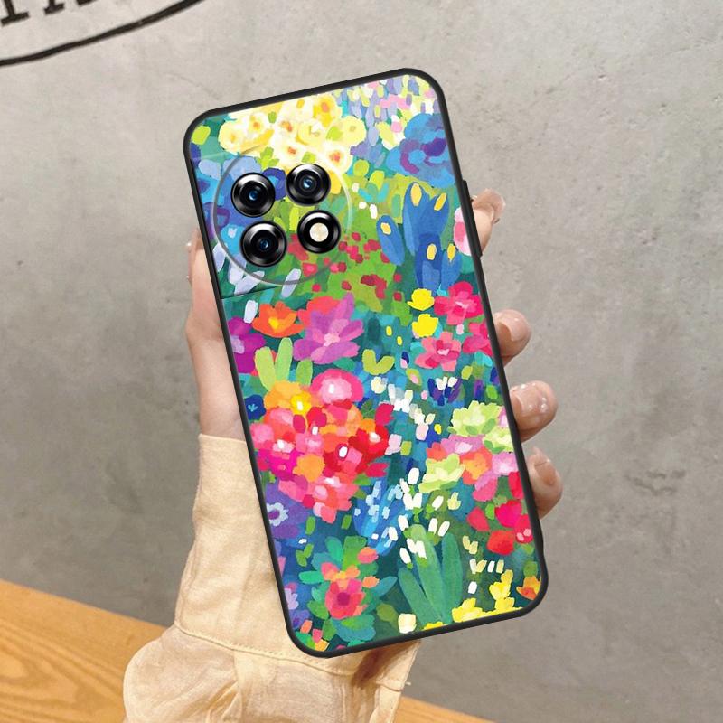 Colourful Flower Painting Art Case For OnePlus 15 15R 13R 13 13T 12 12R 11 10 9 Pro 10T Nord 5 CE 4 2 3 Lite N20 N30 Cover
