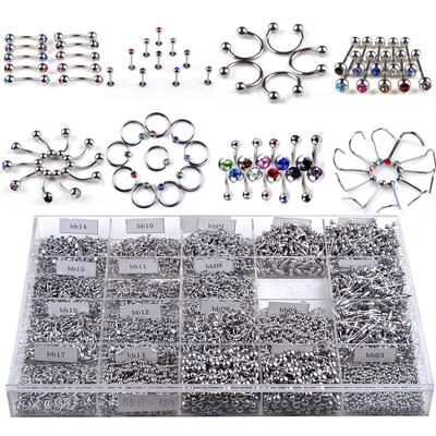 5 Stück Körperschmuck, viel Zunge, Augenbraue, Lippe, Bauchnabel, Ringe, Körperpiercing