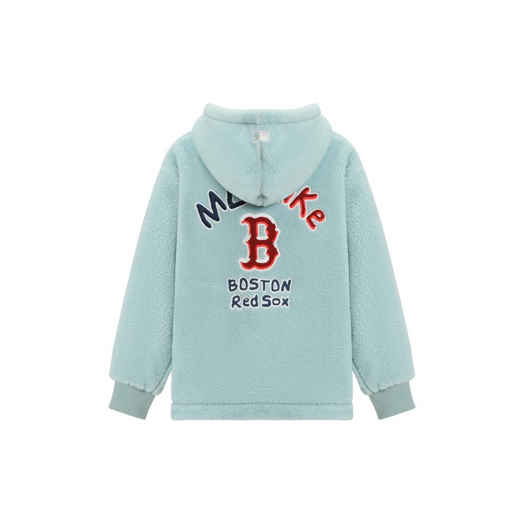 MLB Boston Red Sox Velvet Jackets Unisex Light Mint Hooded Thickened And Fleece Lined 3AFDL3126-43MTL