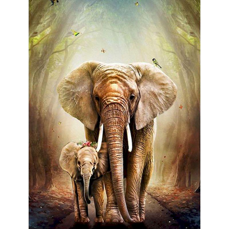 Full Round Handmade Diamond Mosaic Elephant Diamond Embroidery Animals Art Painting Crafts Needlework Home  Decoratio