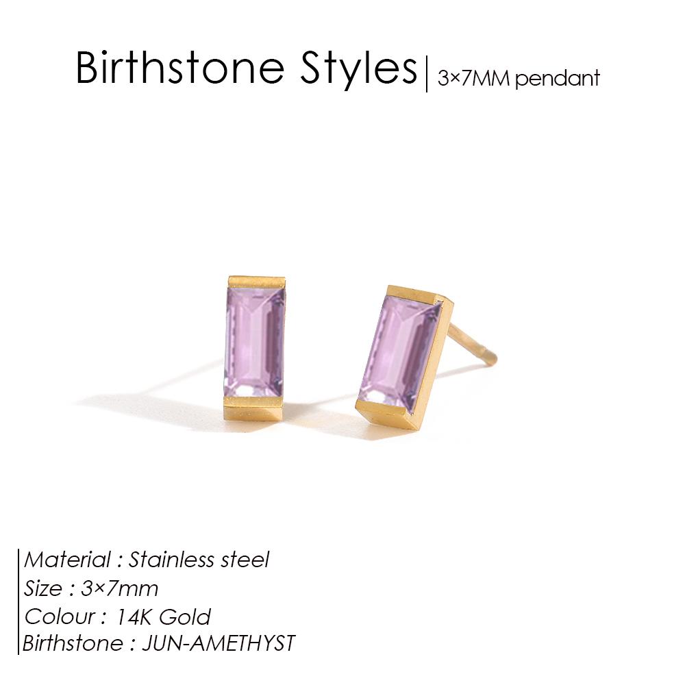 EManco Stainless Steel Gold-Plated Colorful Birthstone Earrings High-end Rhinestone Jewelry Gifts