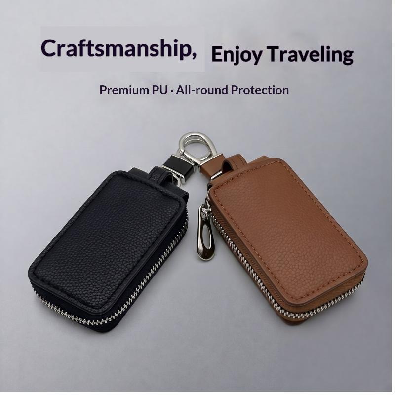 PU Leather Zipper Key Organizer for Men and Women Perfect for Daily Car Key Management
