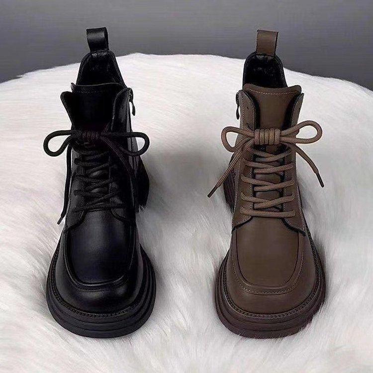 Autumn and winter ins wind Martin boots new velvet short tube British style soft leather thin boots short boots