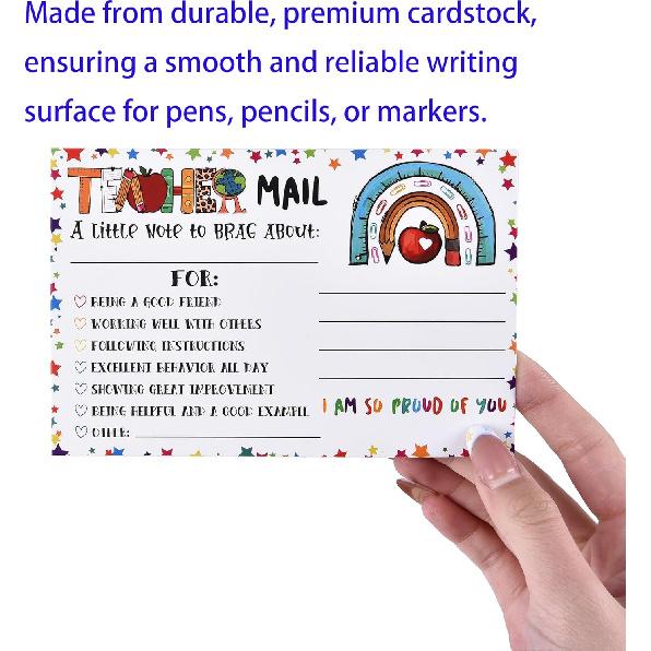100PCS 4×6" Teacher Notes to Parents - for Teacher Must Haves,Mail to Parents,Classroom Supplies,Elementary and Daycare Essentials (4×6", Smiling