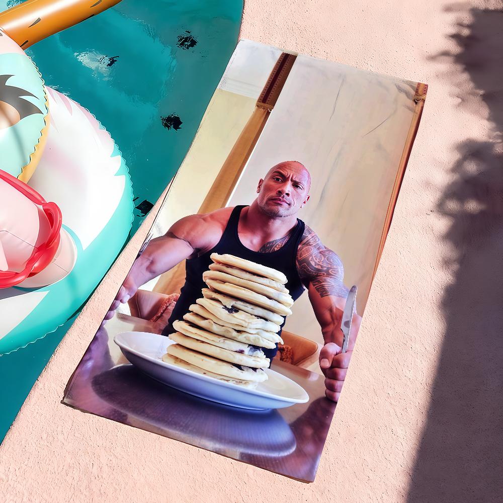 Cheat Day The Rock Eating Pancakes Towel Drying Bath Towel Applicable To Light Swimming Camping Yoga Beach Out