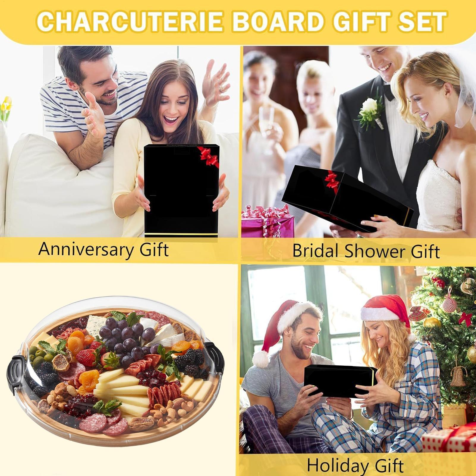 

Round Charcuterie Board with Black handle reusable Wooden Food Platter Serving Tray Kitchen supplies for Party Picnic China Mainland
