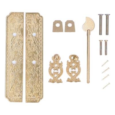 Cabinet Faceplate Brass Material Elegant Retro Botanical Pattern Decorative Chinese Antique Cabinet