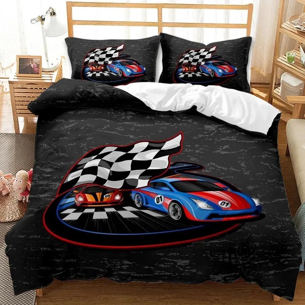 Race Car Extreme Sports Cool Car Sports Bedding Set Boys Girls Twin Queen Size Duvet Cover Pillowcase Bed Boys Adult