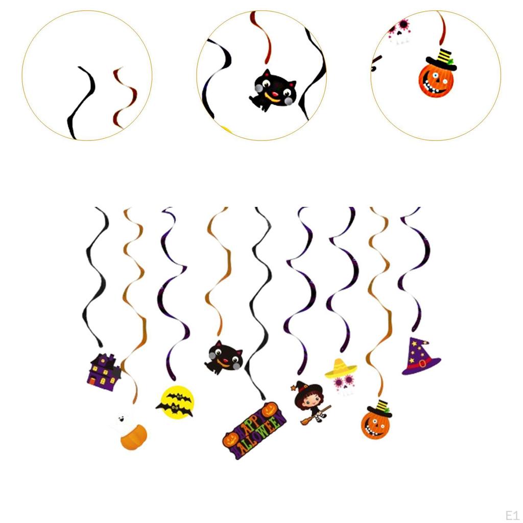 9x Halloweenské závěsné vírové dekorace, párty laskavosti, dekorativní scéna, stropní stuhy