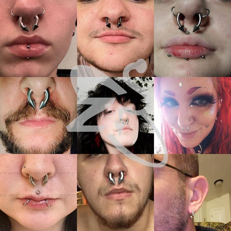 ZS 1 PC 00/0/2/4/6/8G Spike Edelstahl Nasenring für Männer Frauen Punk Großspur Septum Piercings Spike Ohr Flesh Expander