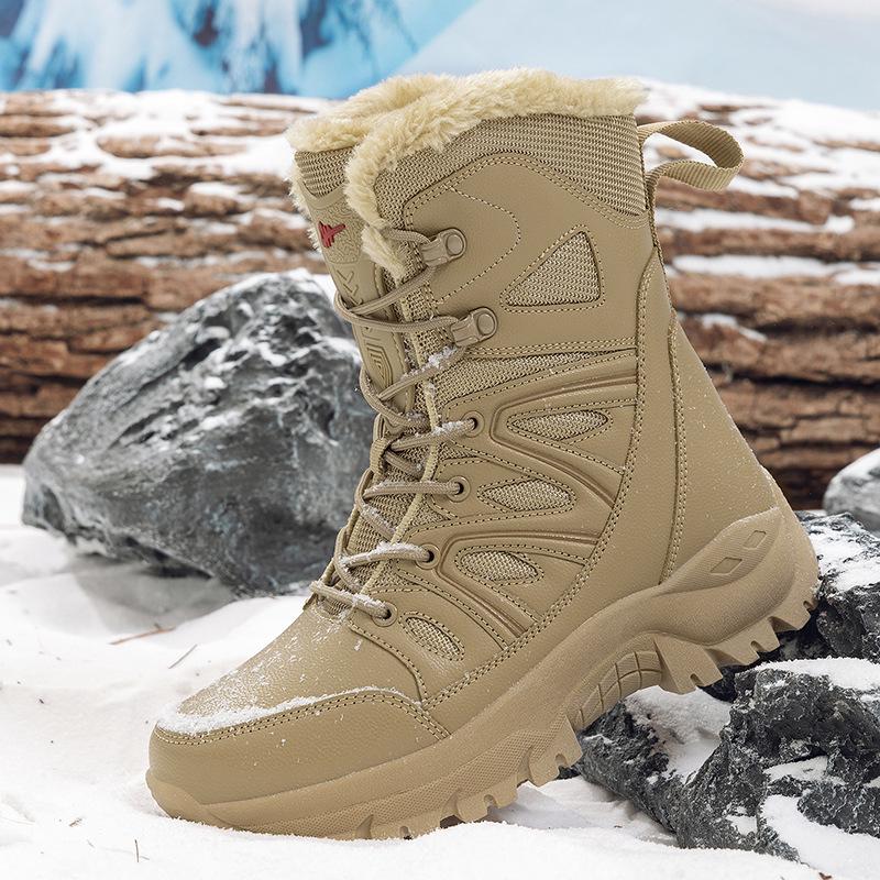 Men's Winter Waterproof High-Top Fleece-Lined Hiking Boots – Non-Slip Snow Boots for Outdoors