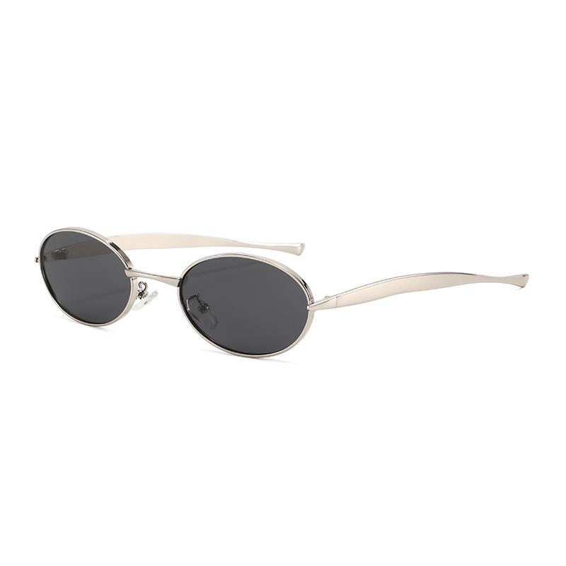 European & American Oval Frame Sunglasses - Fashionable Metal Design, High-End Runway Style