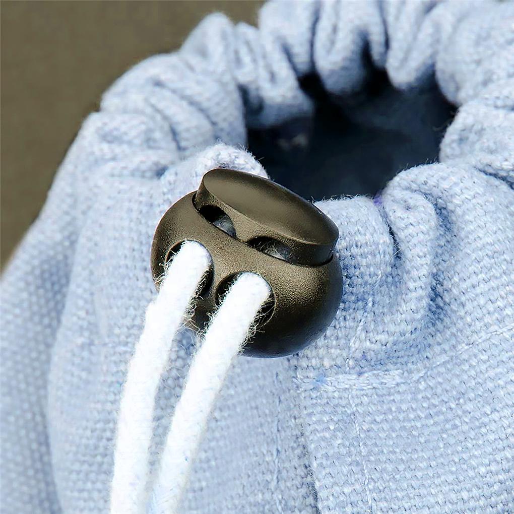 10 Pieces Cord Stopper Bag Shoe Round Shaped Drawstring Stoppers with 2 Holes Portable Anti-skid Rope Fastener