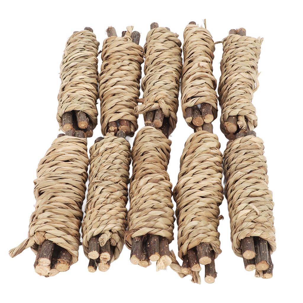 10 Stück Kaninchen-Knabberstangen Zähne schleifen Langeweile vertreiben Natürliche Seegras-Mahlzähne für Kaninchen Hamster