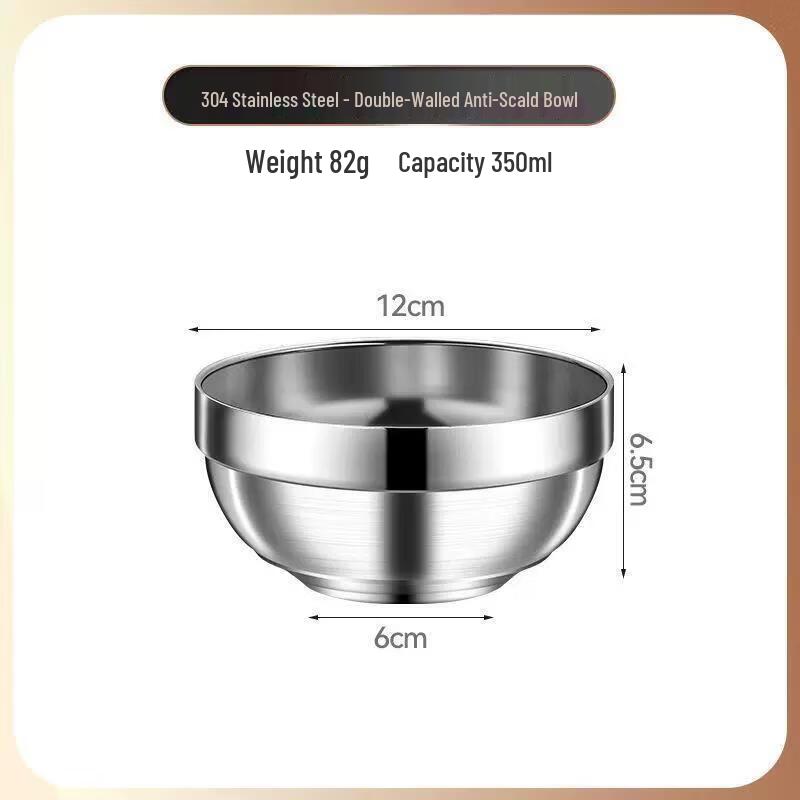 Huihuang 304 Stainless Steel Double-Layer Insulated Soup Bowls