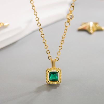 Emerald Necklace Women's 2023 Trendy Summer Collarbone Chain - Elegant Sweet Cool Jewelry.