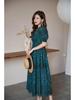2025 V-Neck French Retro Summer Dress - Slimming A-Line Puff Sleeve Princess Style