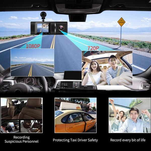 2024 Upgrade Dual Dash Cam FHD 1080P+1080P Front Inside Cabin Car Camera Driving Recorder LCD Display Gravity Sensor Automatic Video Recording
