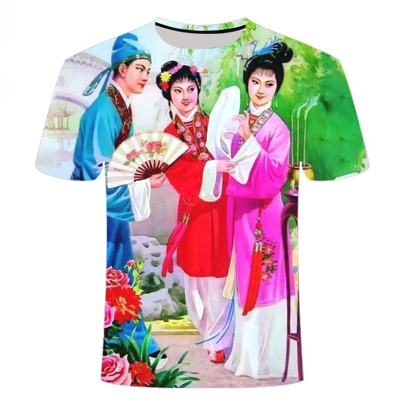 2024 Latest 3D Printed Short Sleeves, Personalized,Creative, Ancient Painting Patterns, Men's and Women's Round Neck T-shirts