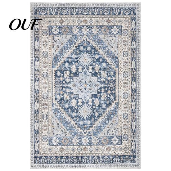 Vintage Ethnic Pattern Floor Decor Area Rug, 6 x 4Ft Living Room Soft Washable Low Pile Non Slip Mats for Persian Style Indoor Carpet with Backing