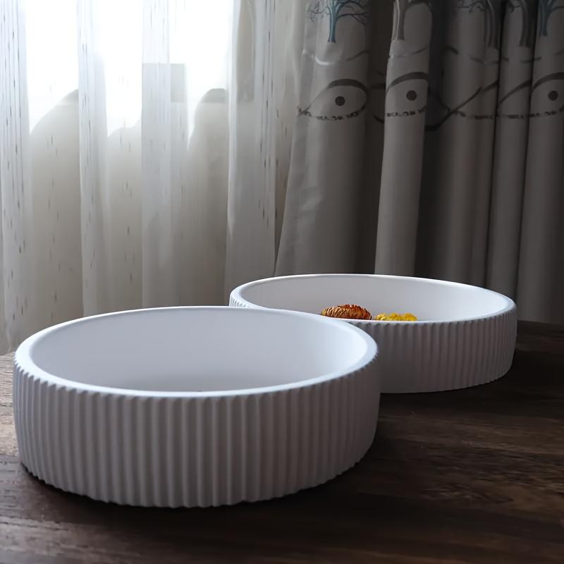 Two sizes of silicone candle molds, striped round resin flower pot molds with lids, durable silicone material.