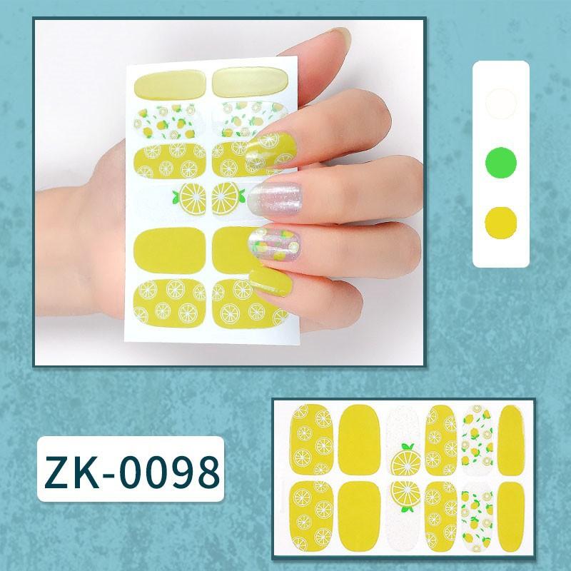 12-finger White No-Bake Nail Decal Fully Coated with Waterproof Long-lasting Nail Patch Simple Wind Nail Polish Adhesive