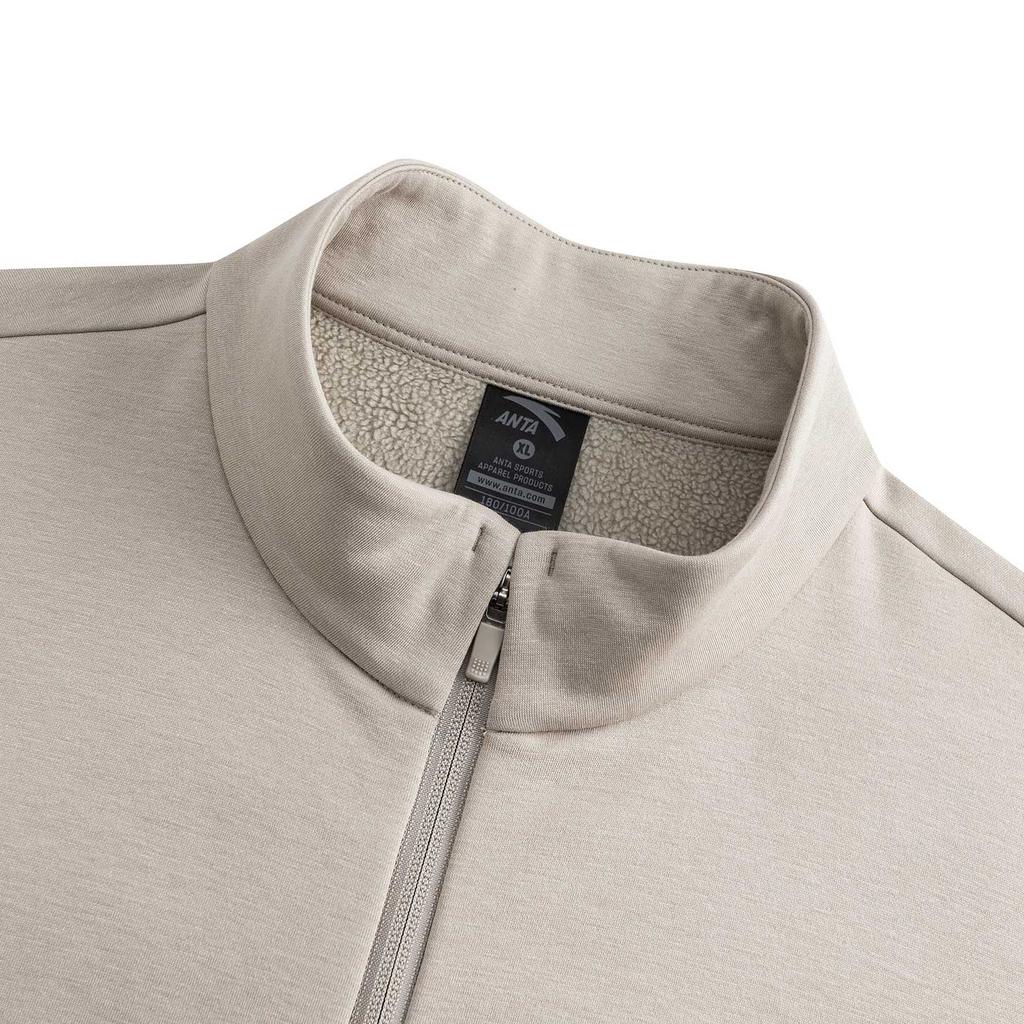Anta Outdoor Training Urban Commuting Versatile Simple Comfortable Zipper Stand Collar Warm Fleece Knitted Casual Sports Suit Men Suit 952617202N-3