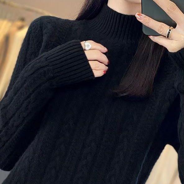 

Свитер с воротником-стойкой, элегантный, удобный, базовый свитер с длинным рукавом для осени и зимы, женская одежда 3XL