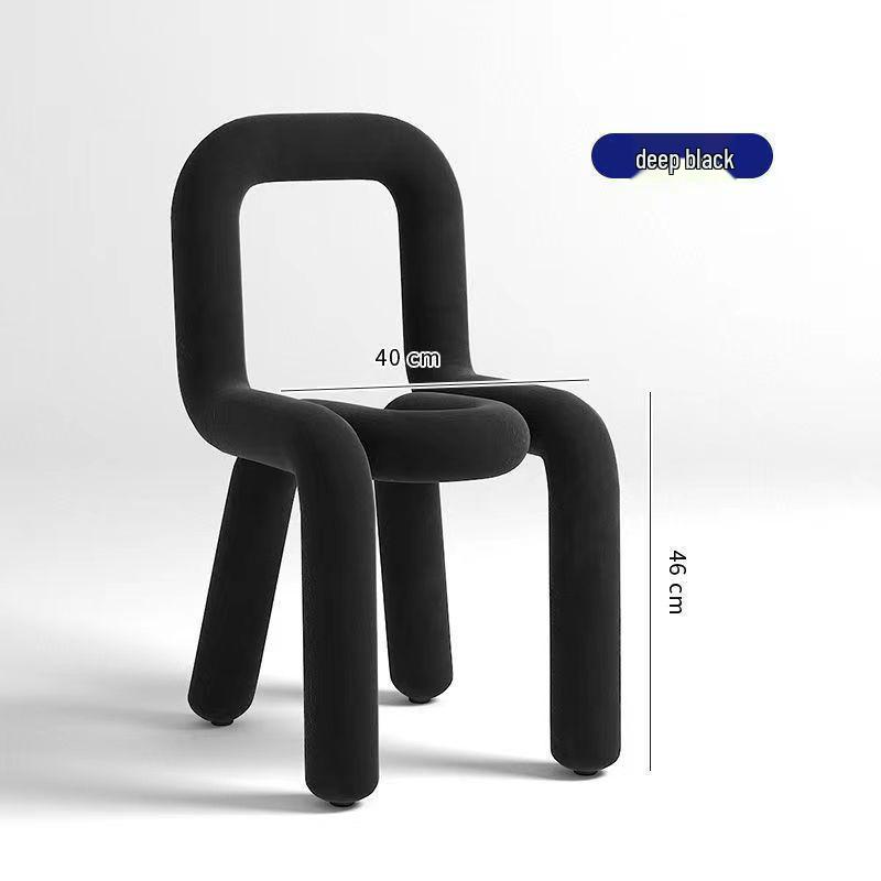 Creative Designer Vanity Chair with Backrest for Bedroom, Bold and Irregular Shape Leisure Stool