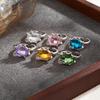Waterproof Geometric Rhinestone Opening Rings for Women Dainty Colored Gemstone Jewelry for Birthday Gift for Her