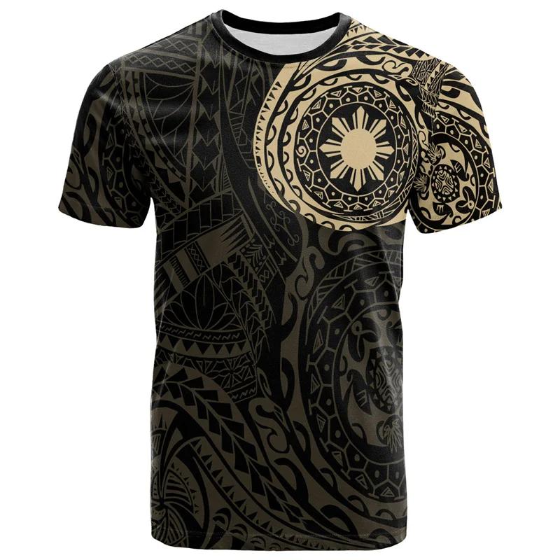 Vintage 3d impresso filipinas emblema nacional t camisa filipinas maori estilos tribais camisetas gráficas moda mangas curtas
