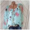 Fashion Women's All-Match Sexy One-Neck Printed Loose Chiffon Shirt Long Sleeve Top