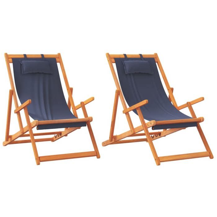VidaXL Lot de 2 Chaises de Plage Pliables, Sièges de Terrasse, Chaises de Balcon, Meubles de Patio Camping Jardin Extérieur, 3214481