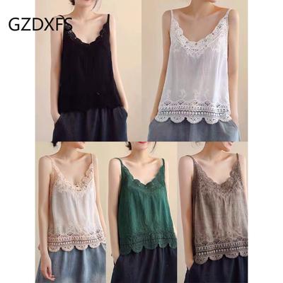 DX2005 - MS134 # - Cotton Artistic Lace Hollowed-out Lace Suspender Vest Summer New Style with Loose and Simple Bottom Top