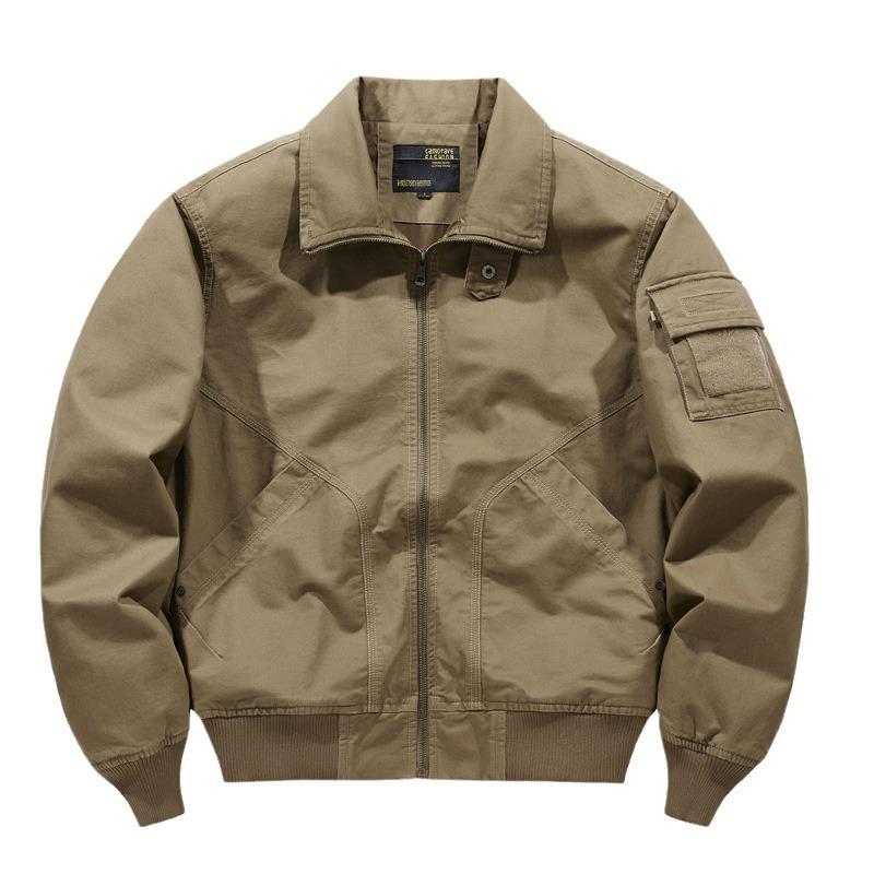 2024 Men's Casual 95% Cotton High Collar Pilot Jacket for Spring & Autumn