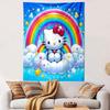 Cute Cat with Rainbow and Clouds Background Patterned Tapestry Home Decor, Suitable for Bedroom and Living Room, Gift