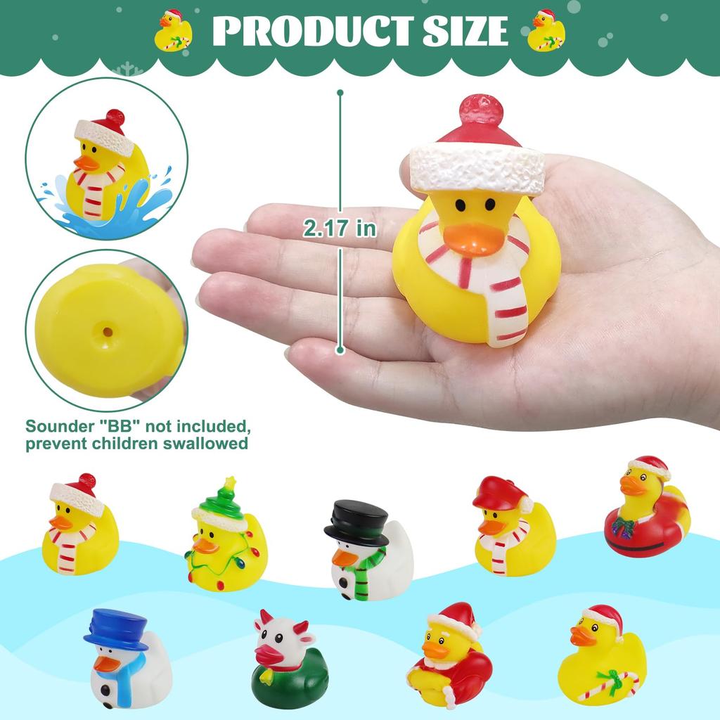 24/48 Stuks Kerst Rubberen Eendjes Grootverpakking Speelgoed Sets Feestelijke Rubberen Eendjes Voor Jeep Ducking, Kerstfeest Bedankjes Decoraties