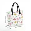  Festive Christmas Canvas Tote Bag Cute Printed Daily Shopping Shoulder Bag for Women