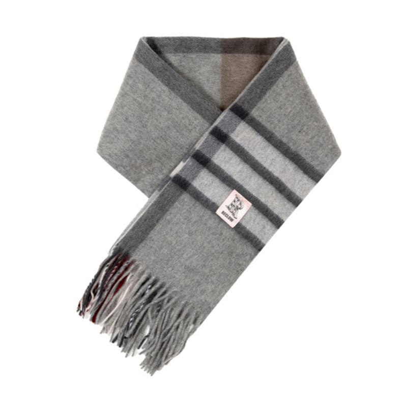 RECLOW RECLOW LAND 100% Cashmere Line Check Muffler Gray